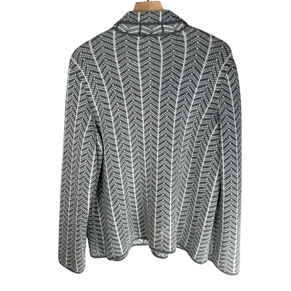 Bianca G. Knit Cape Jacket Gray White Herringbone Wool W Size XL Made in Italy - Picture 2 of 8